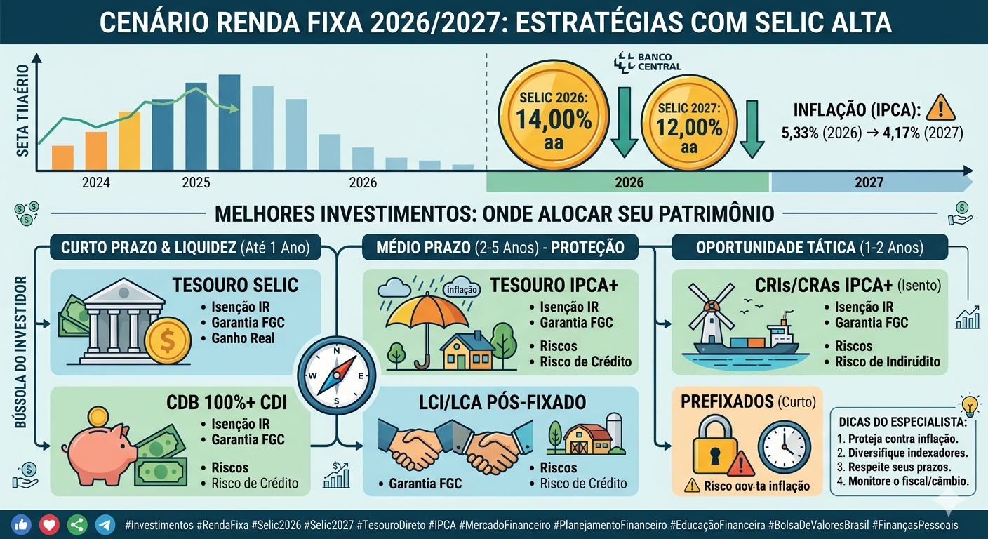 O Cenário da Renda Fixa para 2026 e 2027: Como Proteger e Rentabilizar seu Patrimônio com a Selic Alta