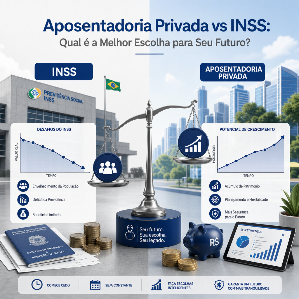 INSS ou Previdência Privada em 2026: qual faz mais sentido para sua aposentadoria?